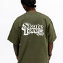 Skate Love Puff Print Shaka Shirt (Olive/ White)