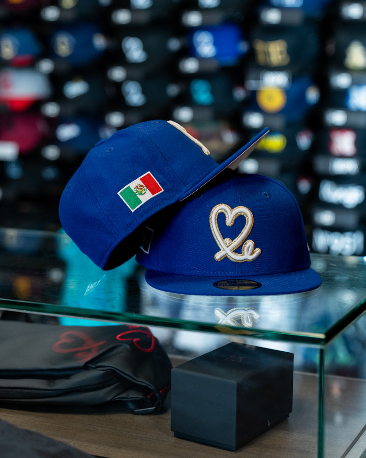 Limited Royal Blue / White Gold Mexico Flag 1LoveIE New Era 59FIFTY Fitted Cap