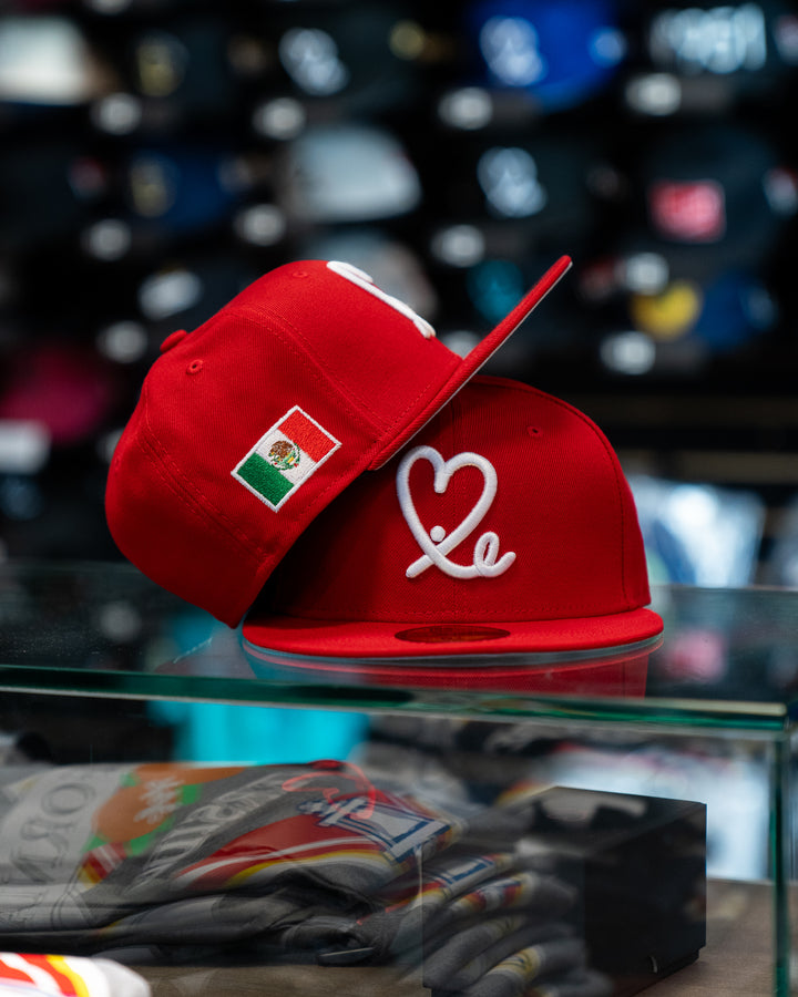 Pre Order Limited Red / White Mexico Flag 1LoveIE New Era 59FIFTY Fitted Cap