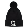 Fold Pom Pom Beanie (Black/White)