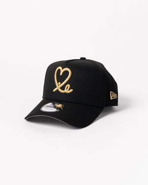 New Era 9Forty A Frame 1LoveIE Snapback (Black / Metallic Gold)