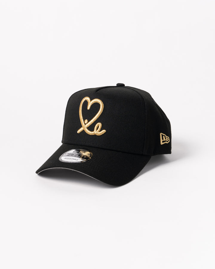 New Era 9Forty A Frame 1LoveIE Snapback (Black / Metallic Gold)