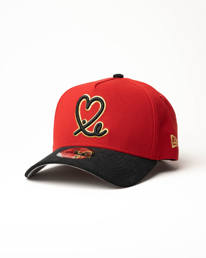 New Era 9Forty A Frame 1LoveIE Snapback (Red Black/ Gold Corduroy )