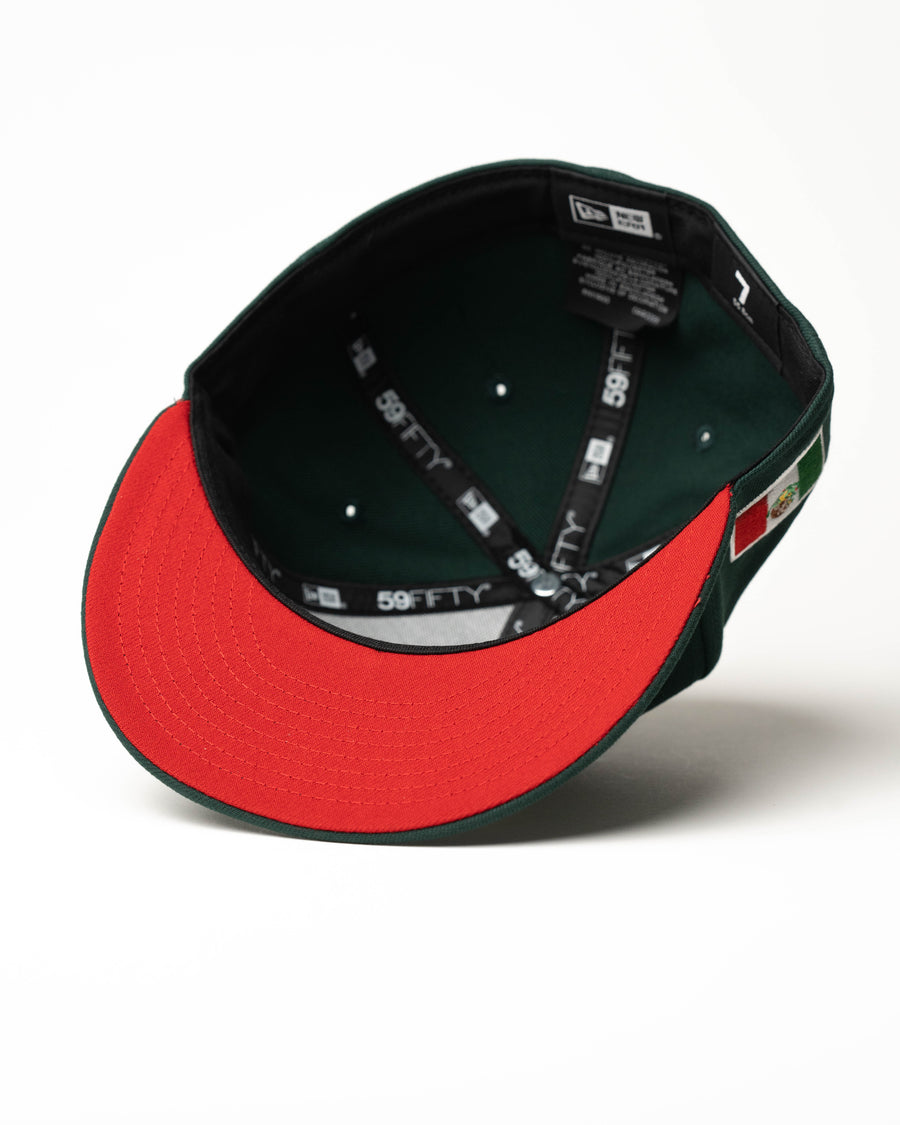 Limited Forest Green / Red Watermelon  Mexico Flag 1LoveIE New Era 59FIFTY Fitted Cap