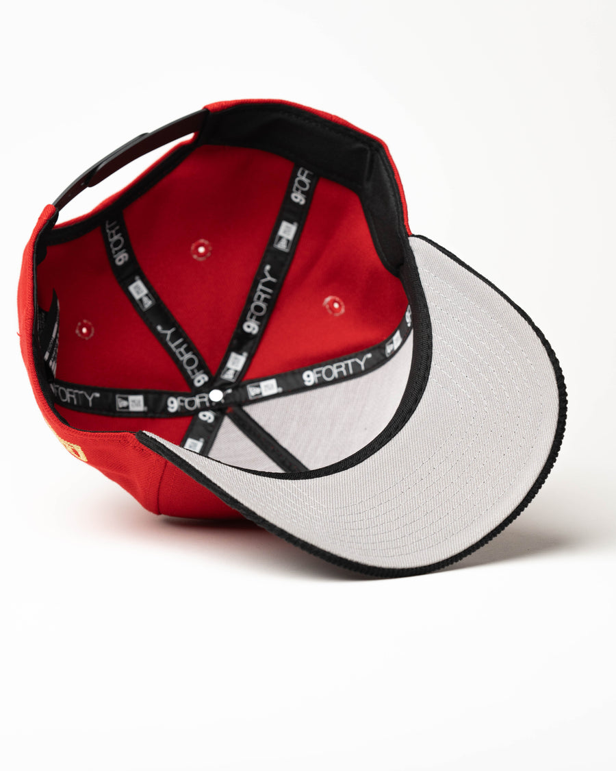 New Era 9Forty A Frame 1LoveIE Snapback (Red Black/ Gold Corduroy )