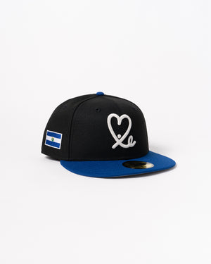 Limited Dark Royal / Black  El Salvador Flag 1LoveIE New Era 59FIFTY Fitted Cap