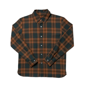 1LoveIE Mens Basic Cut & Sew Flannel (Green & Rustic Orange)