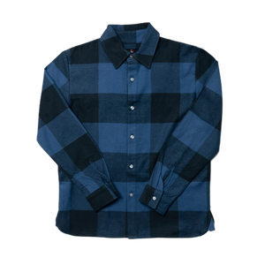 1LoveIE Mens Basic Cut & Sew Flannel (Navy  & Blueberry)