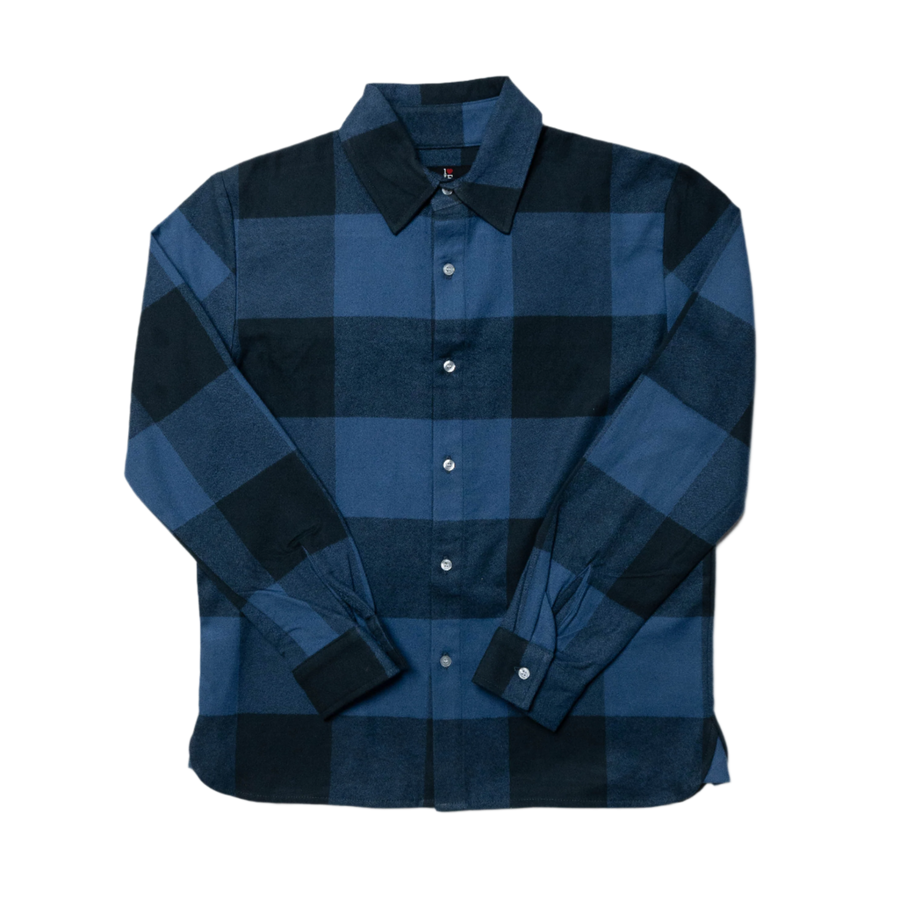 1LoveIE Mens Basic Cut & Sew Flannel (Navy  & Blueberry)