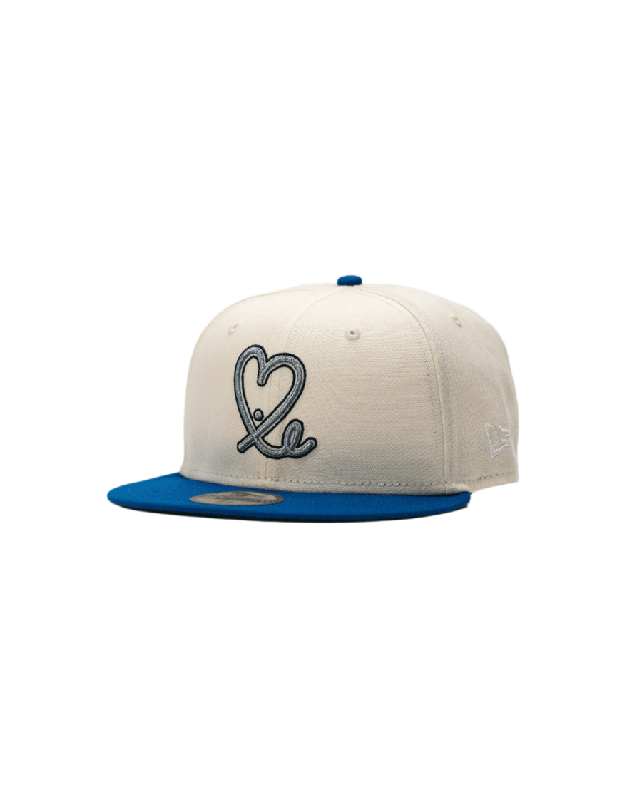 1LoveIE White / Blue Chrome New Era 59FIFTY Fitted Cap