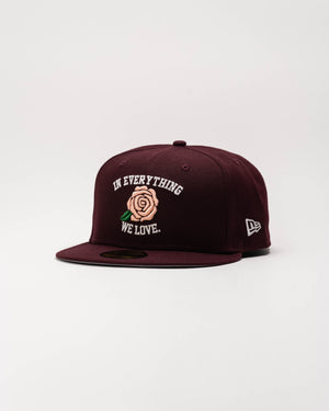 In Everything We Love" New Era 59Fifty Fitted Maroon / Rose