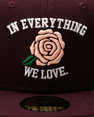 In Everything We Love" New Era 59Fifty Fitted Maroon / Rose