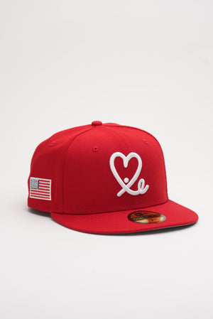 Limited Red / White  USA Flag 1LoveIE New Era 59FIFTY Fitted Cap