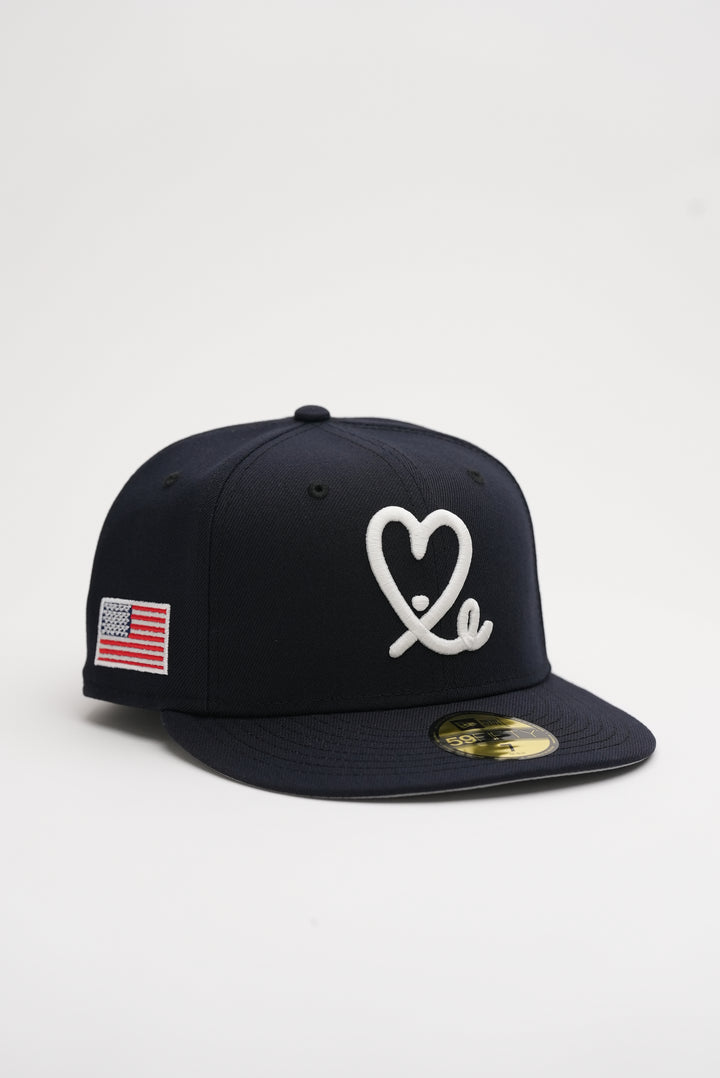 Limited Navy / White  USA Flag 1LoveIE New Era 59FIFTY Fitted Cap