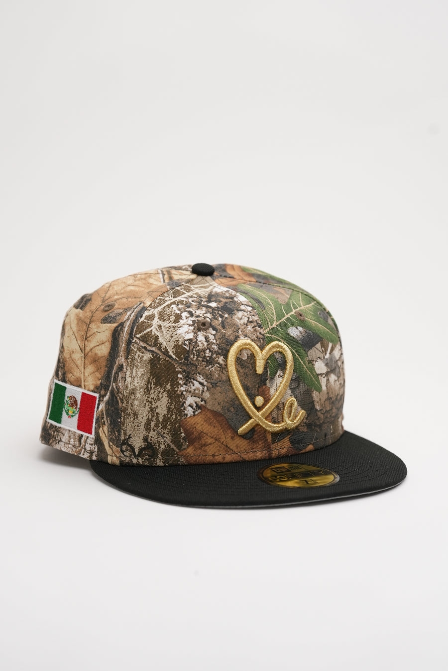 Limited Real Tree Camo / Gold Mexico Flag 1LoveIE New Era 59FIFTY Fitted Cap