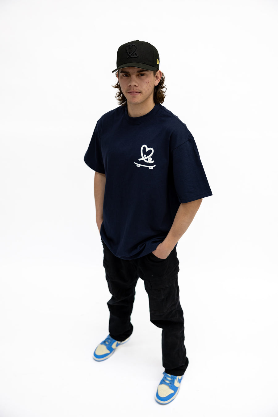 Skate Love Puff Print Shaka Shirt (Navy/ White)