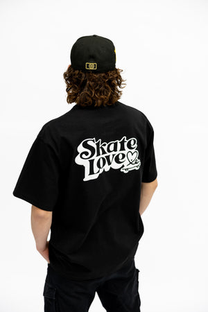 Skate Love Puff Print Shaka Shirt (Black / White)