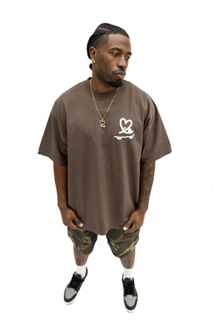 Skate Love Puff Print Shaka Shirt (Brown / White)