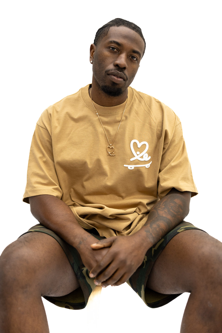 Skate Love Puff Print Shaka Shirt (Wheat/ White)