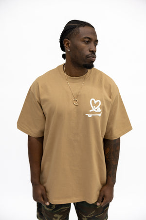 Skate Love Puff Print Shaka Shirt (Wheat/ White)