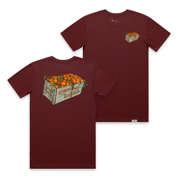 Greetings From Redlands T shirt (Burgundy)