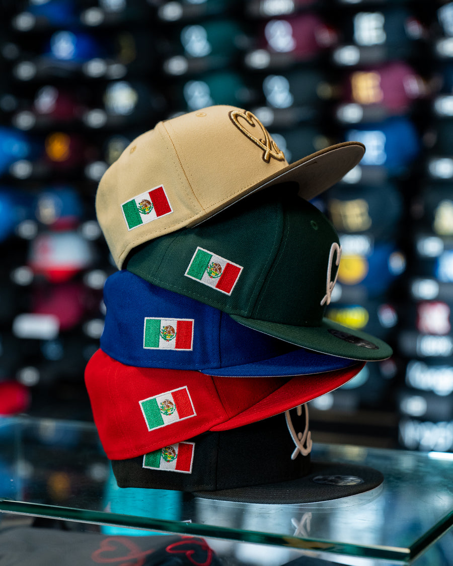 Limited Vegas Gold / Walnut Gold Mexico Flag 1LoveIE New Era 59FIFTY Fitted Cap