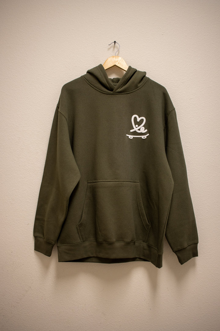 Skate Love Puff Print Hoodie (Olive)