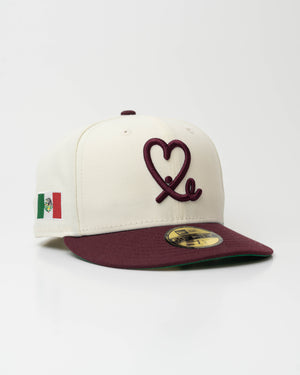 Limited Maroon / Cream Mexico Flag 1LoveIE New Era 59FIFTY Fitted Cap
