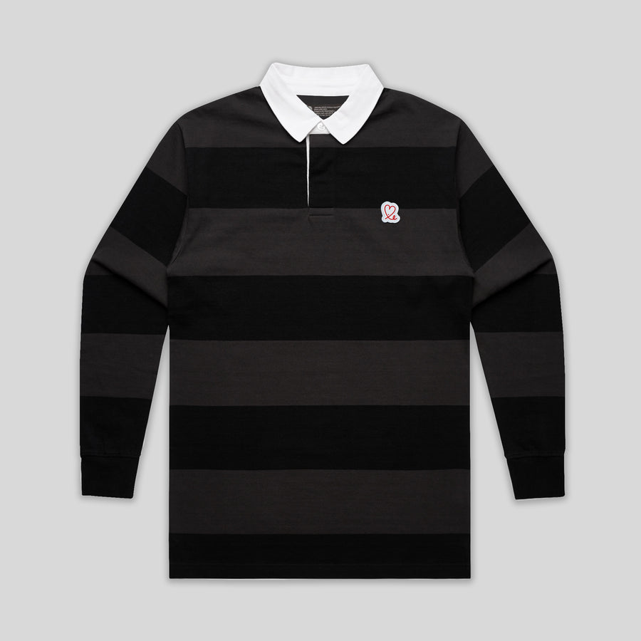 Mens Longsleeve Stripe Jersey Shirt (Black & Smoke)