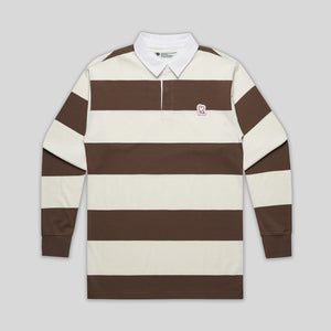 Mens Longsleeve Stripe Jersey Shirt (Coffee & Cream)