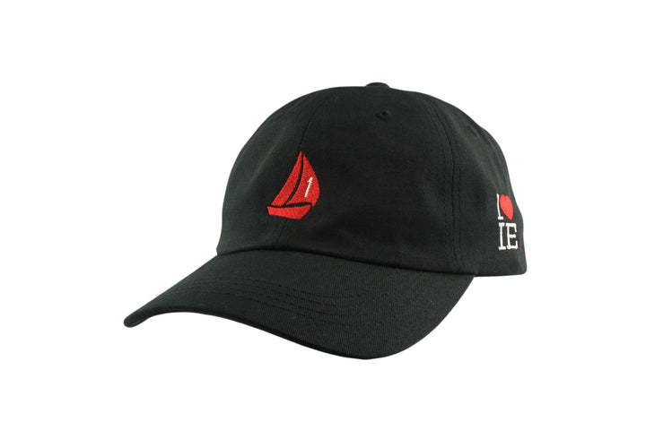 Sail Boat Signature Dad Hat (Black / Red)