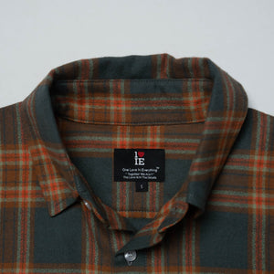 1LoveIE Mens Basic Cut & Sew Flannel (Green & Rustic Orange)