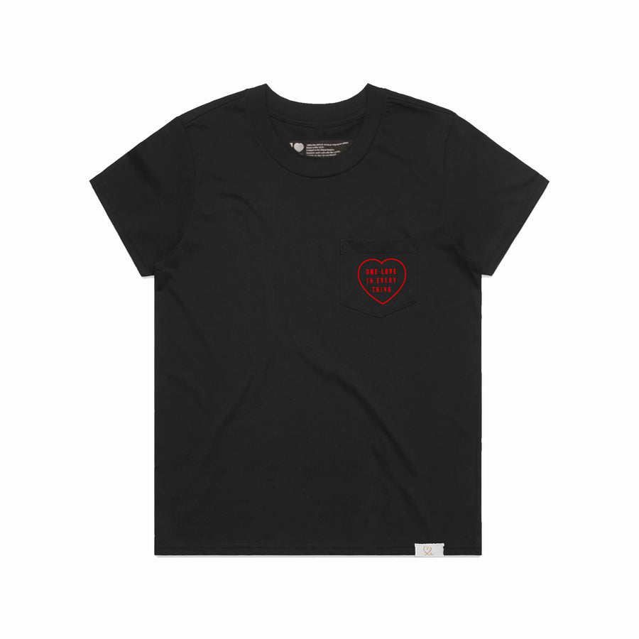 Women's One Love In Everything Pocket Tee  Black / Red