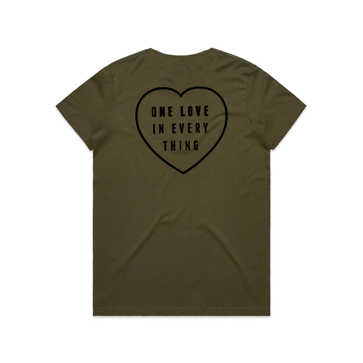 Women's One Love In Everything Tshirt Army / Black