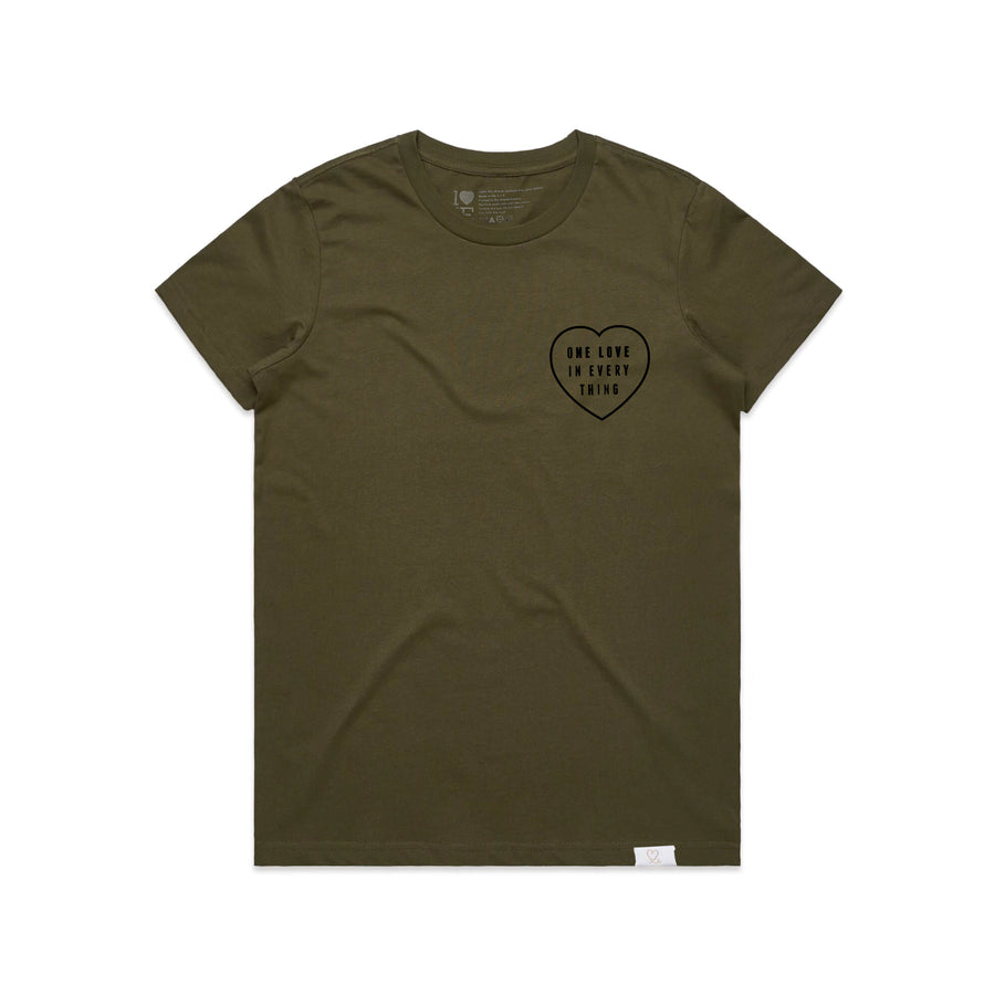 Women's One Love In Everything Tshirt Army / Black