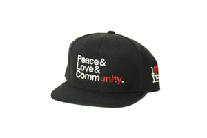 Peace & Love & Community Snapback (Black/White)