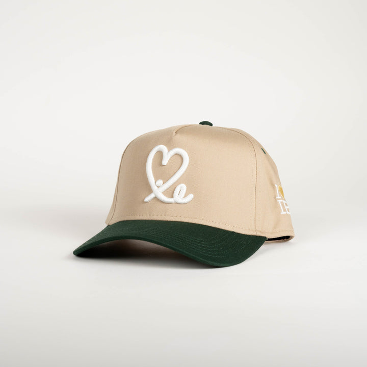 5 Panel A Frame1LoveIE Snapback (Two Tone Forest Green /Cream White)